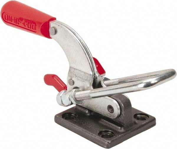 De-Sta-Co - 4,000 Lb Capacity, Horizontal, U Hook, Flanged Base, Carbon Steel Pull Action Latch Clamp - 3-1/2" Drawing Movement, 10.19" OAL, Threaded U Hook, Straight Handle - USA Tool & Supply