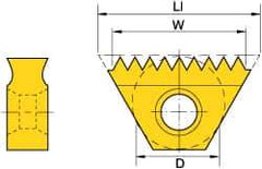 Kennametal - 14 TPI, Internal/External Thread, Whitworth Standard, STN KC610M Grade Thread Mill Insert - Carbide, TiN/TiCN/TiN Coating - USA Tool & Supply
