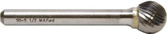 M.A. Ford - 9.5mm Cut Diam, 6mm Shank Diam, Ball Head Double Cut Burr - Carbide, Radius End, 7mm LOC, 53mm OAL - USA Tool & Supply