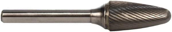 M.A. Ford - 16mm Cut Diam, 6mm Shank Diam, Tree with Radius Head Single Cut Burr - Carbide, Radius End, 25mm LOC, 70mm OAL - USA Tool & Supply