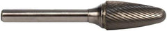 M.A. Ford - 19mm Cut Diam, 6mm Shank Diam, Tree with Radius Head Double Cut Burr - Carbide, Radius End, 38mm LOC, 84mm OAL - USA Tool & Supply