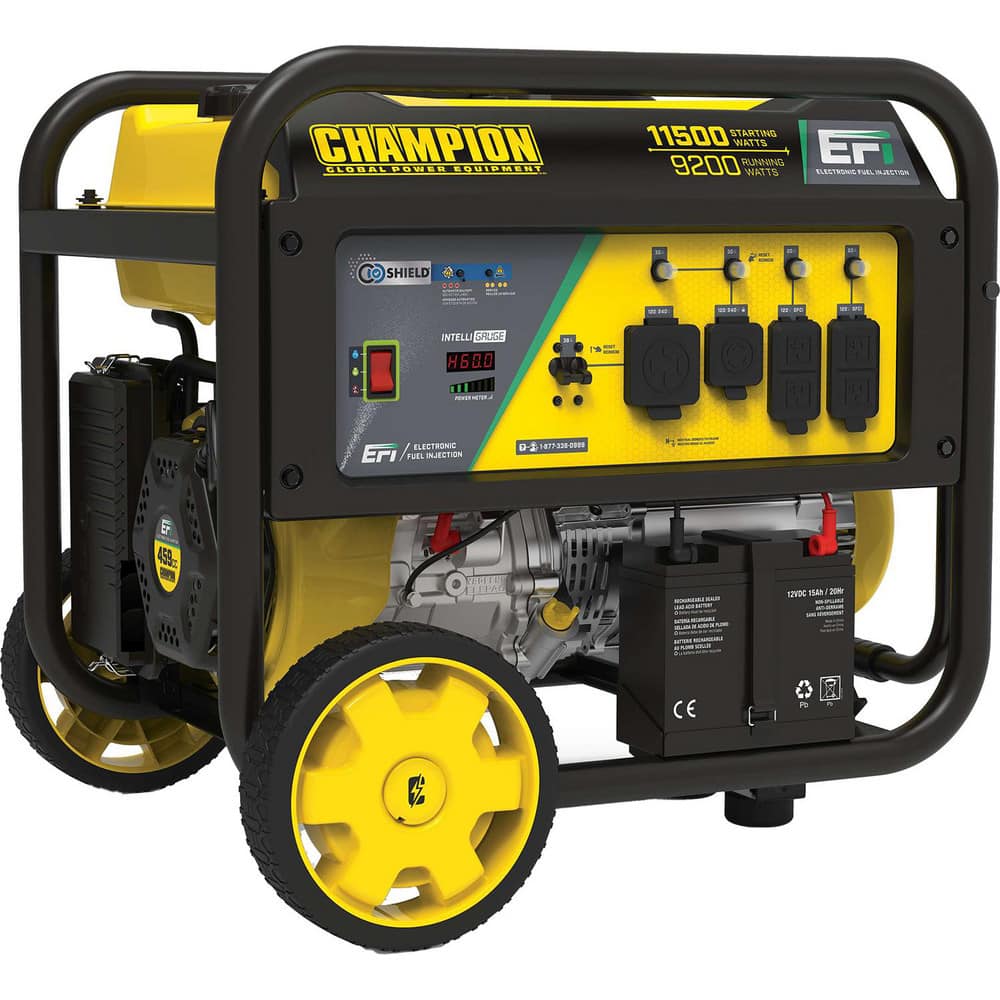 Portable Power Generators; Fuel Type: Gasoline; Starting Method: Electric; Recoil; Running Watts: 9200; Engine Size (L): 459 Cc; Run Time Half Load: 11.5 hr; Number Of Outlets: 4.000; Generator Outlet Type: 120/240VAC Locking; Features: CO Shield ™; Elect