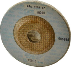 Cratex - 36 Grit, 4-1/2" Wheel Diam, 1/4" Wheel Thickness, 7/8" Arbor Hole, Type 27 Depressed Center Wheel - Aluminum Oxide, Compatible with Angle Grinder - USA Tool & Supply