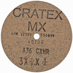 Cratex - 3" Diam 1/4" Hole 36 Grit Fiber Disc - Very Coarse Grade, Aluminum Oxide - USA Tool & Supply