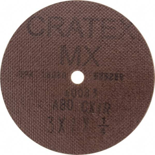 Cratex - 3" Diam 1/4" Hole 80 Grit Fiber Disc - Medium Grade, Aluminum Oxide - USA Tool & Supply
