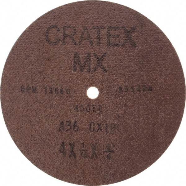 Cratex - 4" Diam 1/4" Hole 36 Grit Fiber Disc - Very Coarse Grade, Aluminum Oxide - USA Tool & Supply