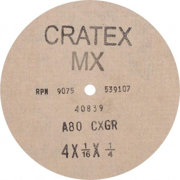 Cratex - 4" Diam 1/4" Hole 80 Grit Fiber Disc - Medium Grade, Aluminum Oxide - USA Tool & Supply
