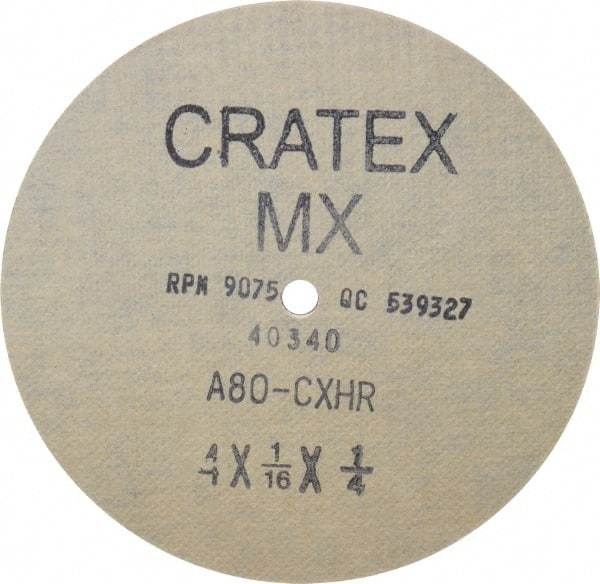 Cratex - 4" Diam 1/4" Hole 80 Grit Fiber Disc - Medium Grade, Aluminum Oxide - USA Tool & Supply