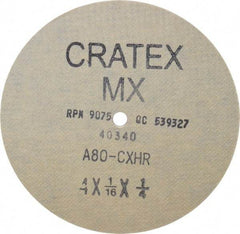 Cratex - 4" Diam 1/4" Hole 80 Grit Fiber Disc - Medium Grade, Aluminum Oxide - USA Tool & Supply