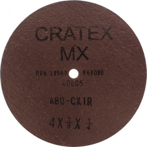 Cratex - 4" Diam 1/4" Hole 80 Grit Fiber Disc - Medium Grade, Aluminum Oxide - USA Tool & Supply