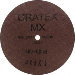 Cratex - 4" Diam 1/4" Hole 80 Grit Fiber Disc - Medium Grade, Aluminum Oxide - USA Tool & Supply