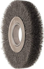 Weiler - 7" OD, 2" Arbor Hole, Crimped Steel Wheel Brush - 1-1/4" Face Width, 1-5/8" Trim Length, 0.014" Filament Diam, 6,000 RPM - USA Tool & Supply
