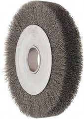 Weiler - 10" OD, 2" Arbor Hole, Crimped Steel Wheel Brush - 1-5/8" Face Width, 1-7/8" Trim Length, 0.0118" Filament Diam, 4,000 RPM - USA Tool & Supply