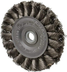 Weiler - 3" OD, 1/2" Arbor Hole, Knotted Stainless Steel Wheel Brush - 3/8" Face Width, 5/8" Trim Length, 0.0118" Filament Diam, 25,000 RPM - USA Tool & Supply