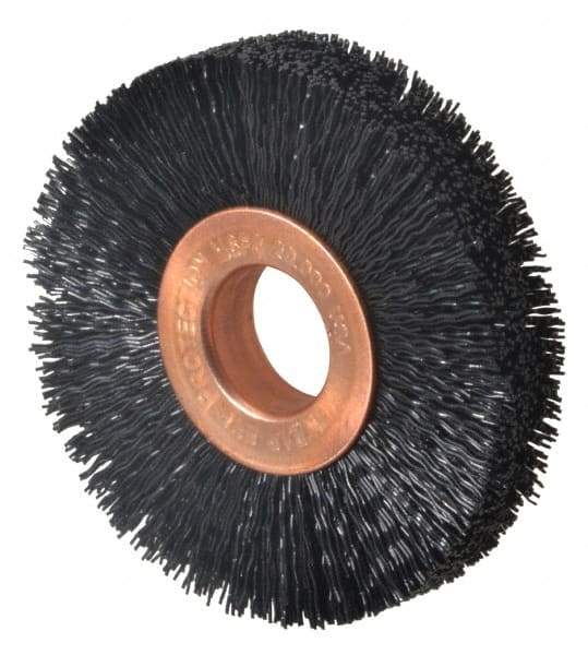 Weiler - 2" OD, 1/2" Arbor Hole, Crimped Nylon Wheel Brush - 3/8" Face Width, 1/2" Trim Length, 0.014" Filament Diam, 20,000 RPM - USA Tool & Supply