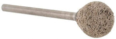 Cratex - 1/2" Head Diam x 1/2" Thickness, B121, Ball End, Aluminum Oxide Mounted Point - Very Coarse Grade, 36 Grit, 21,000 RPM - USA Tool & Supply