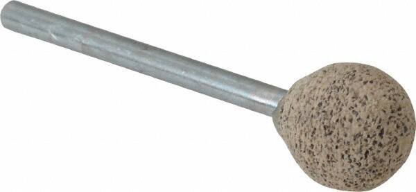 Cratex - 1/2" Head Diam x 1/2" Thickness, B121, Ball End, Aluminum Oxide Mounted Point - Very Coarse Grade, 36 Grit, 21,000 RPM - USA Tool & Supply