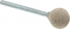 Cratex - 1/2" Head Diam x 1/2" Thickness, B121, Ball End, Aluminum Oxide Mounted Point - Medium Grade, 80 Grit, 21,000 RPM - USA Tool & Supply