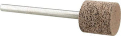 Cratex - 1/2" Head Diam x 1/2" Thickness, W185, Cylinder End, Aluminum Oxide Mounted Point - Very Coarse Grade, 36 Grit, 16,870 RPM - USA Tool & Supply