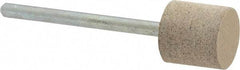 Cratex - 1/2" Head Diam x 1/2" Thickness, W185, Cylinder End, Aluminum Oxide Mounted Point - Medium Grade, 80 Grit, 16,870 RPM - USA Tool & Supply