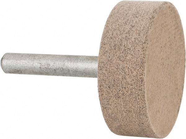 Cratex - 1-1/2" Head Diam x 1/2" Thickness, W236, Cylinder End, Aluminum Oxide Mounted Point - Medium Grade, 80 Grit, 21,750 RPM - USA Tool & Supply