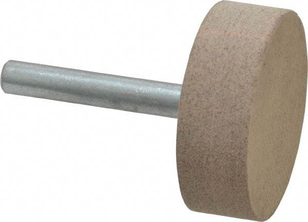 Cratex - 1-1/2" Head Diam x 1/2" Thickness, W236, Cylinder End, Aluminum Oxide Mounted Point - Medium Grade, 80 Grit, 21,750 RPM - USA Tool & Supply