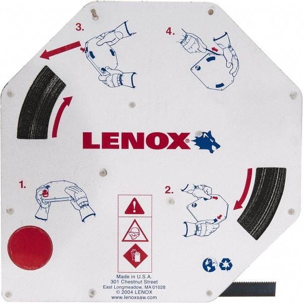 Lenox - 3/8" x 100' x 0.025" Carbon Steel Band Saw Blade Coil Stock - 14 TPI, Toothed Edge, Straight Form, Raker Set, Flexible Back, Constant Pitch, Contour Cutting - USA Tool & Supply