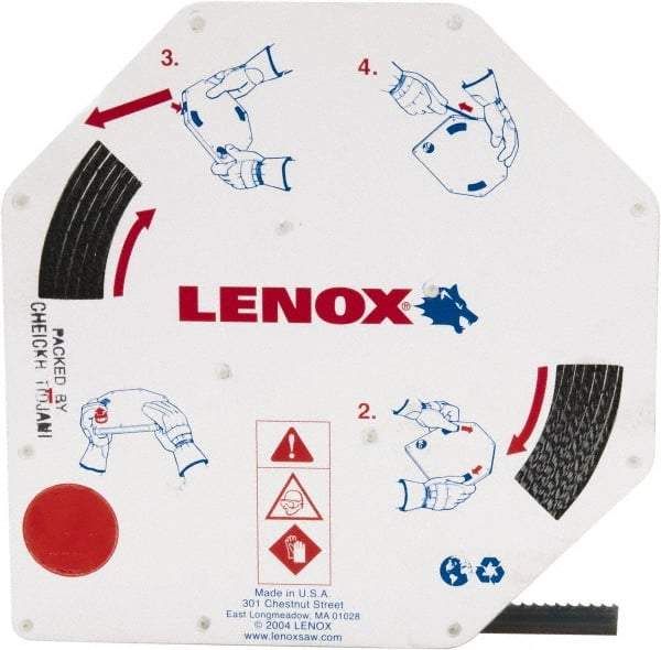 Lenox - 1/2" x 100' x 0.025" Carbon Steel Band Saw Blade Coil Stock - 6 TPI, Toothed Edge, Hook Form, Raker Set, Flexible Back, Constant Pitch, Contour Cutting - USA Tool & Supply