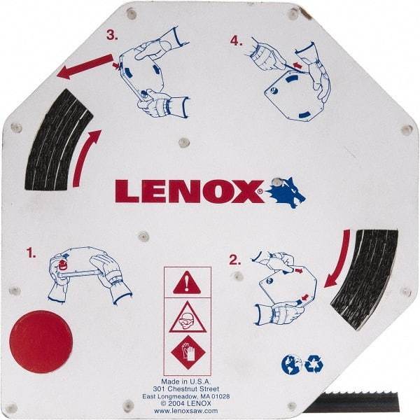 Lenox - 1/2" x 100' x 0.025" Carbon Steel Band Saw Blade Coil Stock - 3 TPI, Toothed Edge, Hook Form, Raker Set, Flexible Back, Constant Pitch, Contour Cutting - USA Tool & Supply