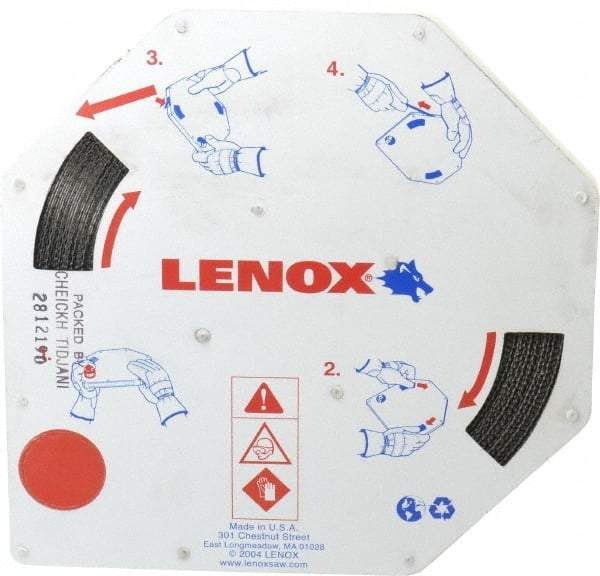 Lenox - 1/2" x 100' x 0.025" Bi-Metal Band Saw Blade Coil Stock - 8 to 12 TPI, Toothed Edge, Modified Raker Set, Flexible Back, Variable Pitch, Contour Cutting - USA Tool & Supply