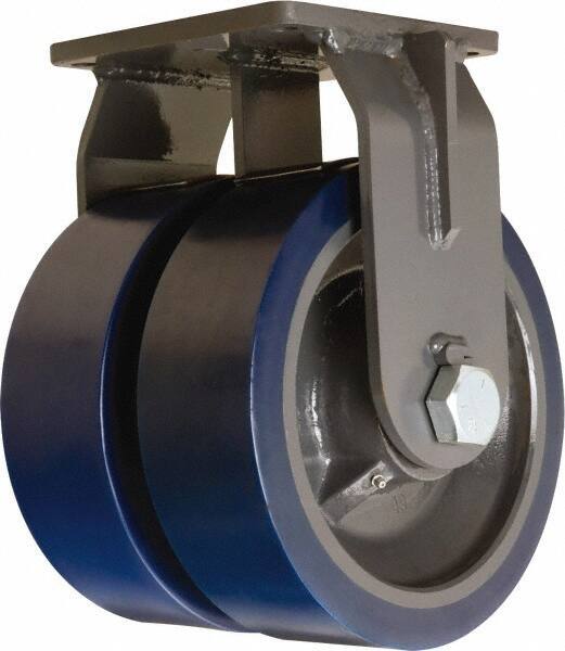 Hamilton - 12" Diam x 4" Wide x 15-1/2" OAH Top Plate Mount Dual Rigid Caster - Polyurethane Mold on Forged Steel, 12,000 Lb Capacity, Tapered Roller Bearing, 8-1/2 x 8-1/2" Plate - USA Tool & Supply