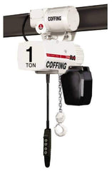 Coffing - 1/4 Ton Capacity, 16 FPM Lift Speed, 115/230 Volt, Hoist with Motorized Trolley - 0.5 Output hp, 20' Max Lift, 17-15/16" Min Headroom, 1 Chain - USA Tool & Supply
