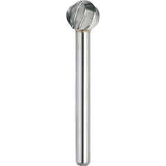 Made in USA - 3/4" Cut Diam, 3/8" Shank Diam, Ball Head Aluma Cut Burr - Carbide, 11/16" LOC, 2-1/2" OAL - USA Tool & Supply