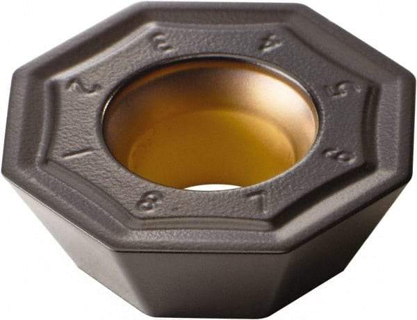 Kennametal - OFPT53 Grade KCPM20 Carbide Milling Insert - TiN/MT/TiCN/Al2O3 Finish, 0.1969" Thick, 0.5787" Inscribed Circle, 1/32" Corner Radius - USA Tool & Supply