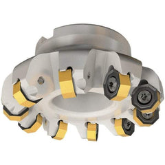 Iscar - 4.49" Cut Diam, 1-1/2" Arbor Hole, 0.138" Max Depth of Cut, 45° Indexable Chamfer & Angle Face Mill - 12 Inserts, ON.. 05..\xB6OXMT 0507\xB6RXMT 1607\xB6S845 SN.U 13 Insert, Right Hand Cut, 12 Flutes, Through Coolant, Series Helido - USA Tool & Supply