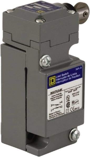 Square D - SPDT, 2NC/2NO, 600 Volt Screw Terminal, Roller Plunger Actuator, General Purpose Limit Switch - 1, 2, 4, 6, 12, 13, 6P NEMA Rating, IP67 IPR Rating - USA Tool & Supply