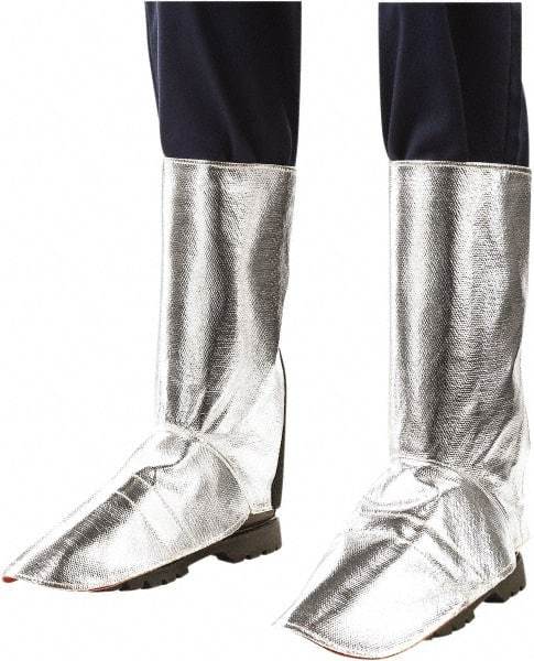 Steiner - Men's 9 Aluminized Spats - 15" High, Plain Toe, Aluminized Kevlar Upper, Silver - USA Tool & Supply