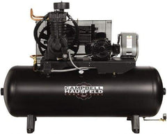 Campbell Hausfeld - 5 hp, 80 Gal Stationary Electric Horizontal Screw Air Compressor - Single Phase, 175 Max psi, 16.6 CFM, 230 Volt - USA Tool & Supply