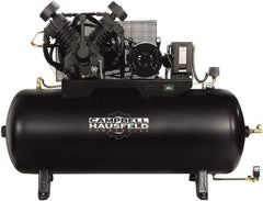 Campbell Hausfeld - 10 hp, 120 Gal Stationary Electric Horizontal Screw Air Compressor - Three Phase, 175 Max psi, 34.1 CFM, 208-230/460 Volt - USA Tool & Supply