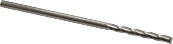 RobbJack - 1/8", 1" LOC, 1/8" Shank Diam, 3" OAL, 3 Flute, Solid Carbide Square End Mill - Single End, Uncoated, Spiral Flute, 30° Helix, Centercutting, Right Hand Cut, Right Hand Flute, Series TL-303 - USA Tool & Supply