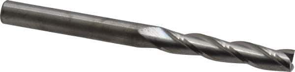 RobbJack - 1/4", 1-1/4" LOC, 1/4" Shank Diam, 3" OAL, 3 Flute, Solid Carbide Square End Mill - Single End, Uncoated, Spiral Flute, 30° Helix, Centercutting, Right Hand Cut, Right Hand Flute, Series TL-303 - USA Tool & Supply