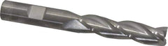 RobbJack - 1/2", 2" LOC, 1/2" Shank Diam, 4" OAL, 3 Flute, Solid Carbide Square End Mill - Single End, Uncoated, Spiral Flute, 30° Helix, Centercutting, Right Hand Cut, Right Hand Flute, Series TL-303 - USA Tool & Supply