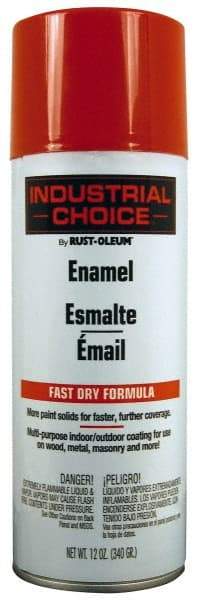 Rust-Oleum - Safety Red, Gloss, Enamel Spray Paint - 8 to 12 Sq Ft per Can, 12 oz Container, Use on Drums, Equipment & Color Coding, Furniture, Ladders, Lockers, Motors, Stenciling, Tools - USA Tool & Supply