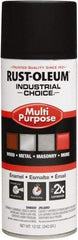 Rust-Oleum - Black, Flat, Enamel Spray Paint - 8 to 12 Sq Ft per Can, 16 oz Container, Use on Drums, Equipment & Color Coding, Furniture, Ladders, Lockers, Motors, Stenciling, Tools - USA Tool & Supply