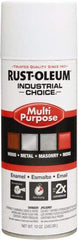 Rust-Oleum - White, Flat, Enamel Spray Paint - 8 to 12 Sq Ft per Can, 16 oz Container, Use on Drums, Equipment & Color Coding, Furniture, Ladders, Lockers, Motors, Stenciling, Tools - USA Tool & Supply