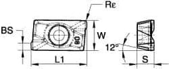 Kennametal - APPT160416 GD Grade KC725M Carbide Milling Insert - TiN/TiCN/TiN Finish, 0.2075" Thick, 1.6mm Corner Radius - USA Tool & Supply