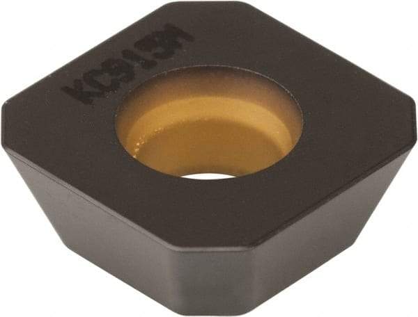 Kennametal - SEHW43 Grade KCK15 Carbide Milling Insert - TiN/TiCN/Al2O3 Finish, 3/16" Thick, 1/2" Inscribed Circle, 1mm Corner Radius - USA Tool & Supply