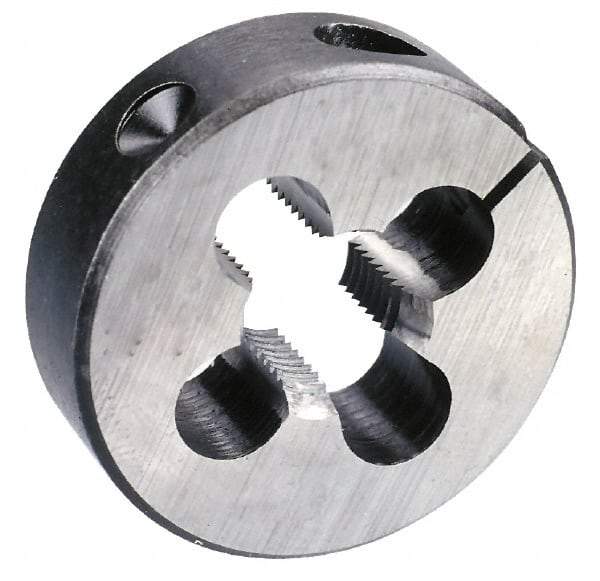 Cle-Line - #5-44 UNF Thread, 13/16" Outside Diam High Speed Steel Round Die - 1/4" Thick, Right Hand Thread, Adjustable - Exact Industrial Supply