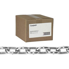 Campbell - Welded Chain; Trade Size: 1/0 ; Load Capacity (Lb.): 465 ; Finish/Coating: Zinc Plated ; Type: Machine ; Length (Feet): 100 ; Chain Diameter (Decimal Inch): 0.1800 - Exact Industrial Supply