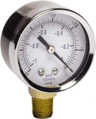 Gast - 1/4 NPT Air Compressor Vacuum Gauge - 2" Diam, Use with Gast 0211/0523 Rotary Vane Units - USA Tool & Supply